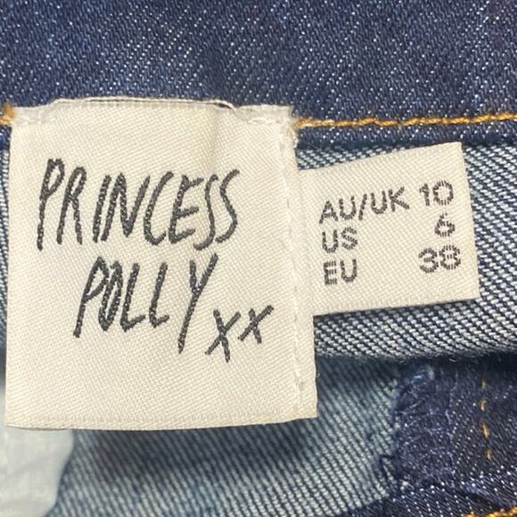 Princess Polly Blue High Waisted Split Hem Flared Bootcut Denim Jeans Pants 6 - Picture 4 of 5